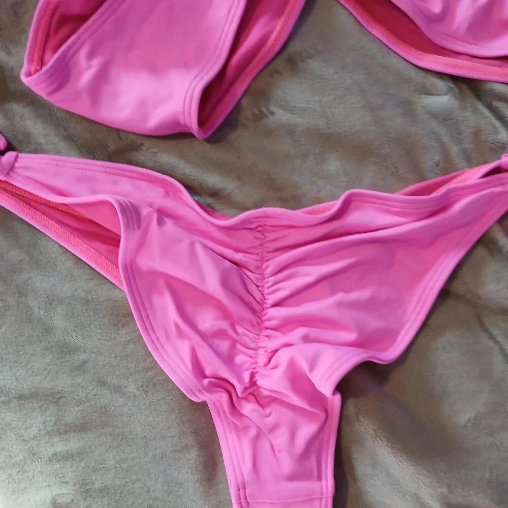 Frederick's of Hollywood Women's Laguna One Shoulder 2 Piece Bikini Pink… - Picture 5 of 6